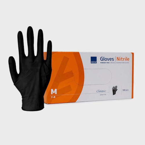 Rękawice nitrylowe bezpudrowe Abena czarne M 100szt