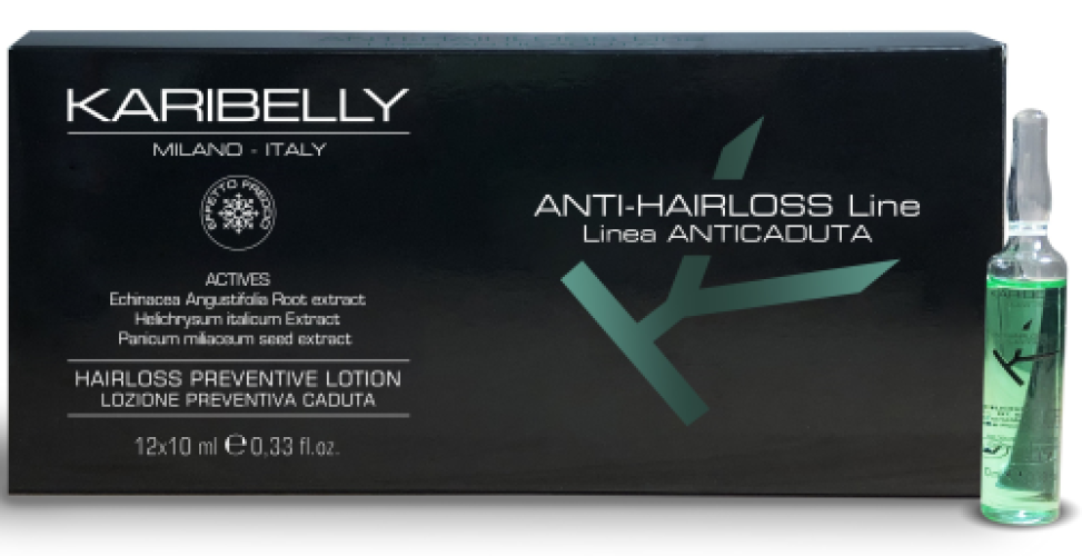 Karibelly Lozione Anticaduta- ampułki zapobiegające wypadaniu włosów z efektem chłodzącym, 12x10ml