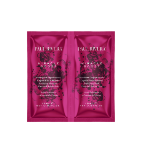 PAUL RIVERA MIRACLE BOOST - Mini zestaw wypełniający z kwasem hialuronowym szampon 15ml i maska 15ml