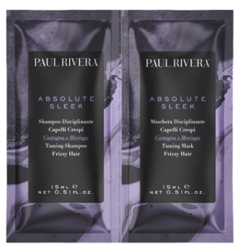 ZESTAW PAUL RIVERA ABSOLUTE SLEEK SZAMPON+MASKA 2X15ML wygładzający i nawilżający